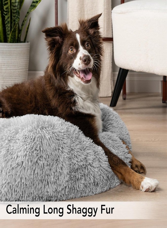 D&C PAWS سرير D&C PAWS Calming Donut للكلاب الصغيرة والمتوسطة الحجم والقطط | سرير ناعم ورقيق من الفرو الصناعي الفاخر مع حافة مرتفعة للدعم، قابل للغسل، دائري الشكل، للقطط الصغيرة (رمادي فاتح - متوسط) - Image 4